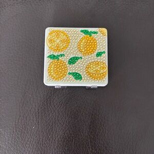 1 Handcrafted Lemon Rhinestone Compact Makeup Mirror